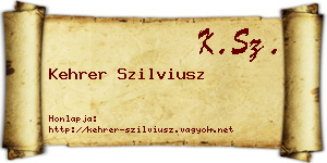 Kehrer Szilviusz névjegykártya