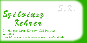 szilviusz kehrer business card